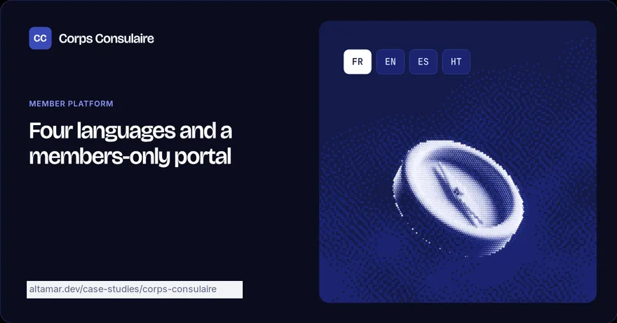 Corps Consulaire en Haïti: A public website and a members-only portal for Corps Consulaire en Haïti, available in four languages.